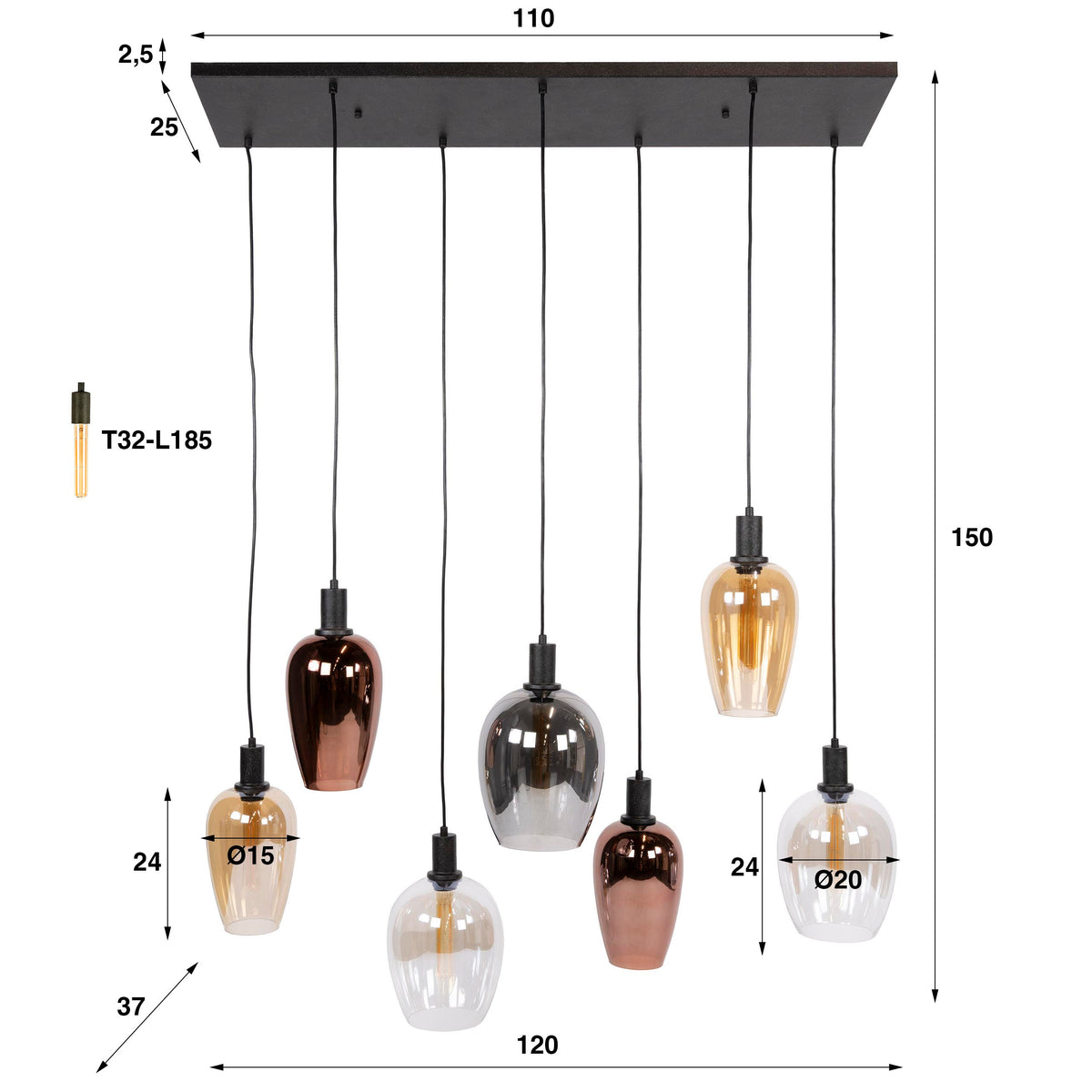 Hanglamp Amfora 7L