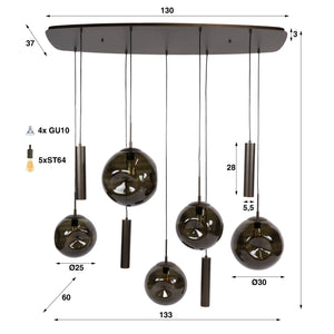 Hanglamp Stellar pendel 5+4L