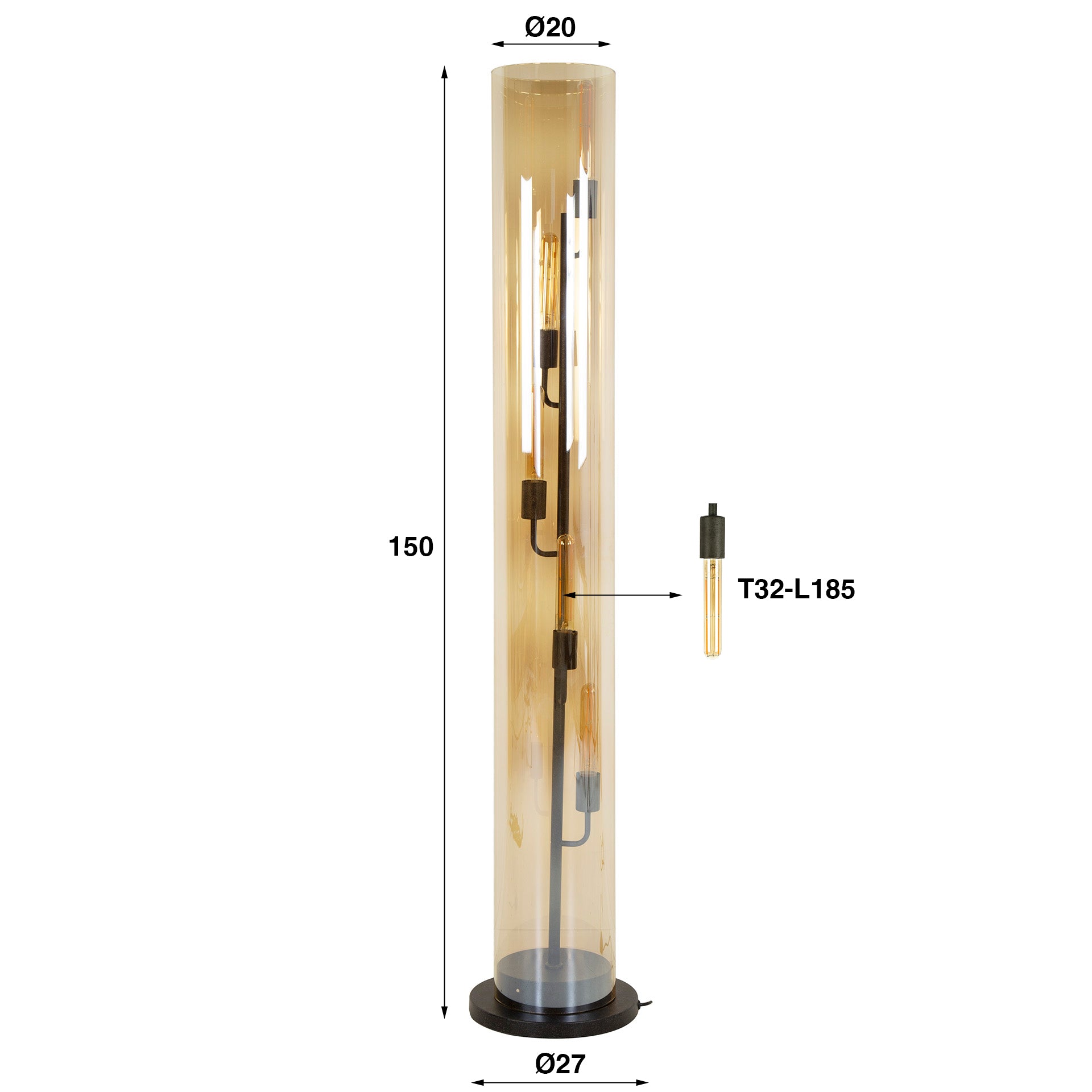 Vloerlamp Tube Glass 5L