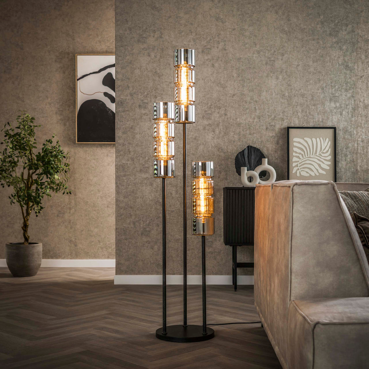 Vloerlamp Cylinder Glass 3L