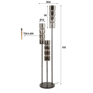 Vloerlamp Cylinder Glass 3L