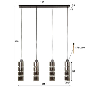 Hanglamp Cylinder Glass 4L