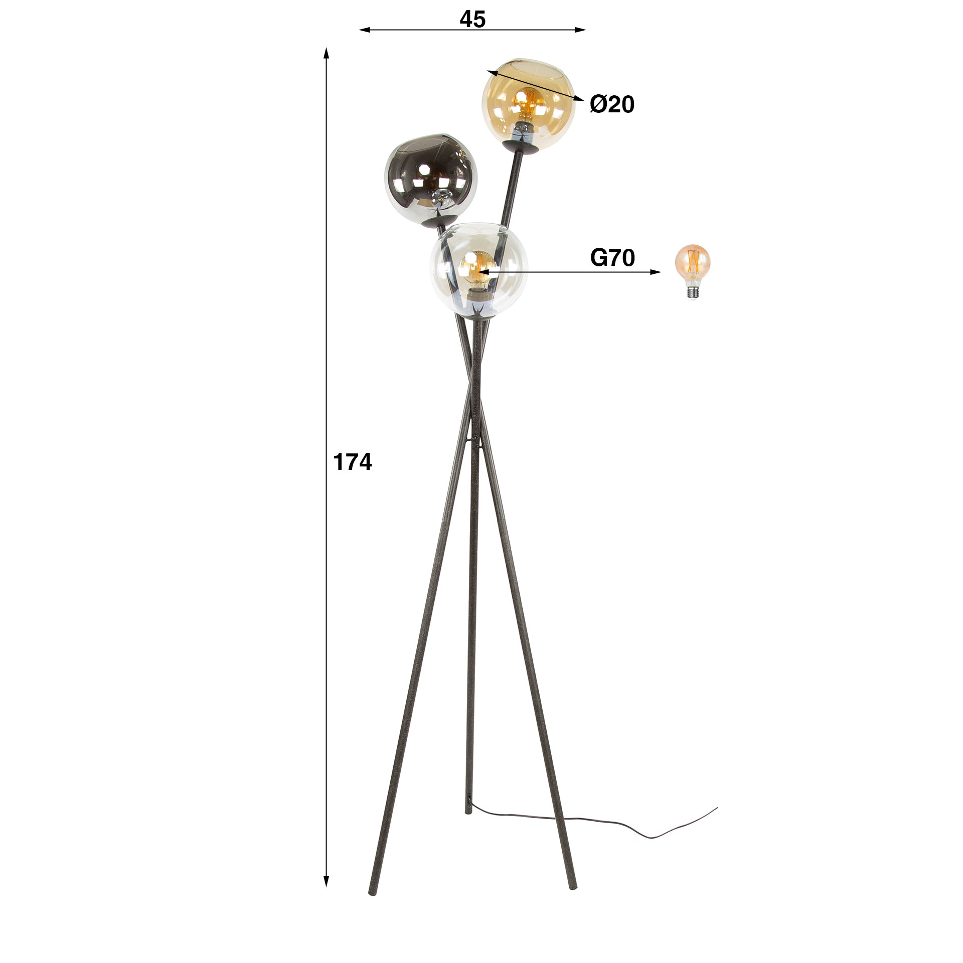 Vloerlamp Multi Globe 3L