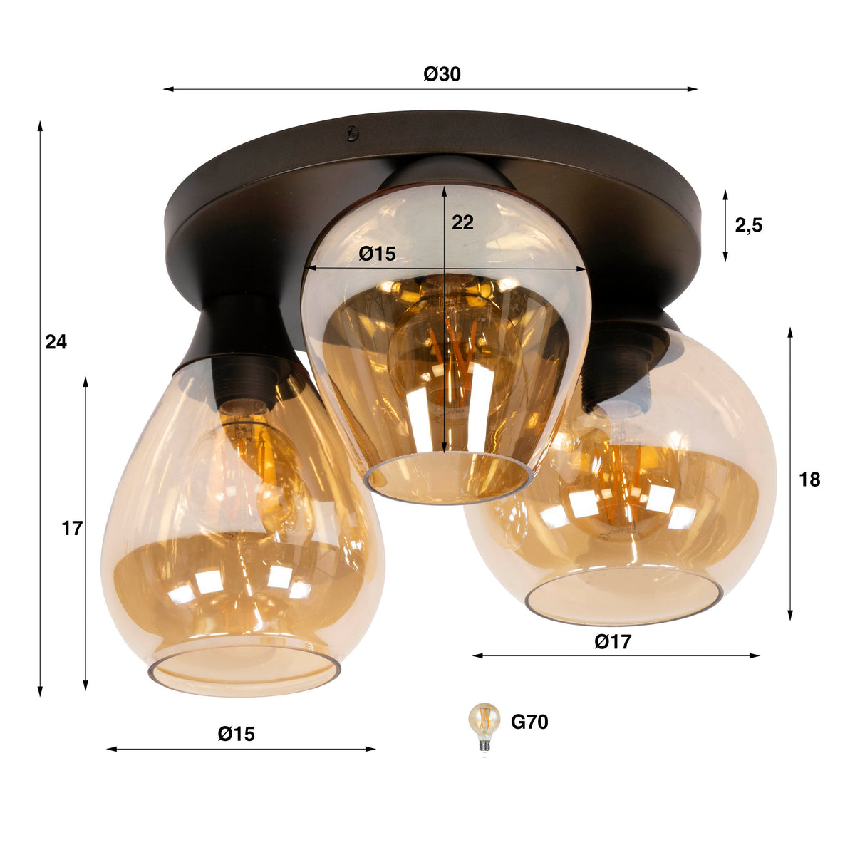 Plafondlamp Mix 3L