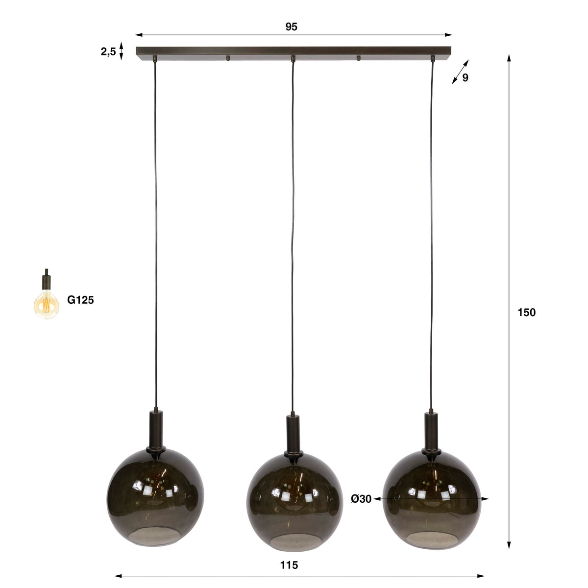 Hanglamp Sfera Tricolore 3L