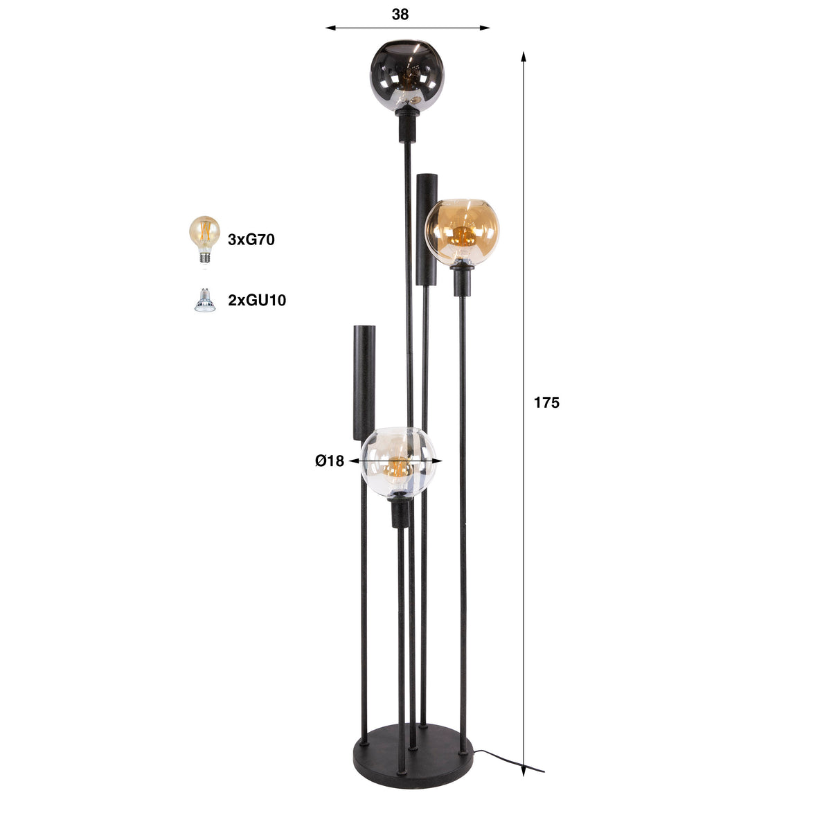 Vloerlamp Sfera Tricolore 5L - foto 4