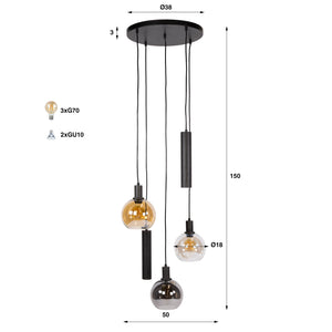 Hanglamp Sfera Tricolore getrapt 5L - foto 11