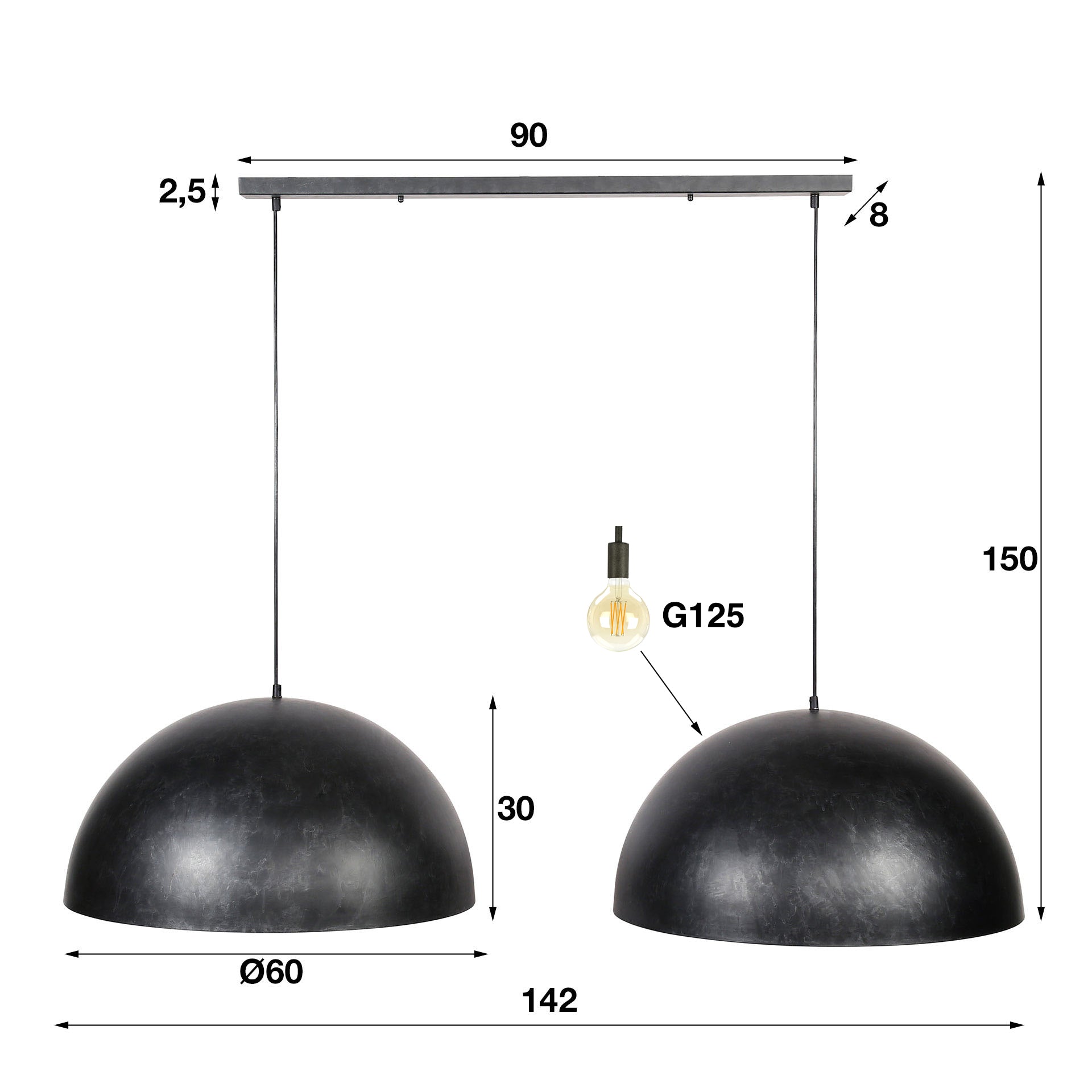 Hanglamp Dome 2L Ø60