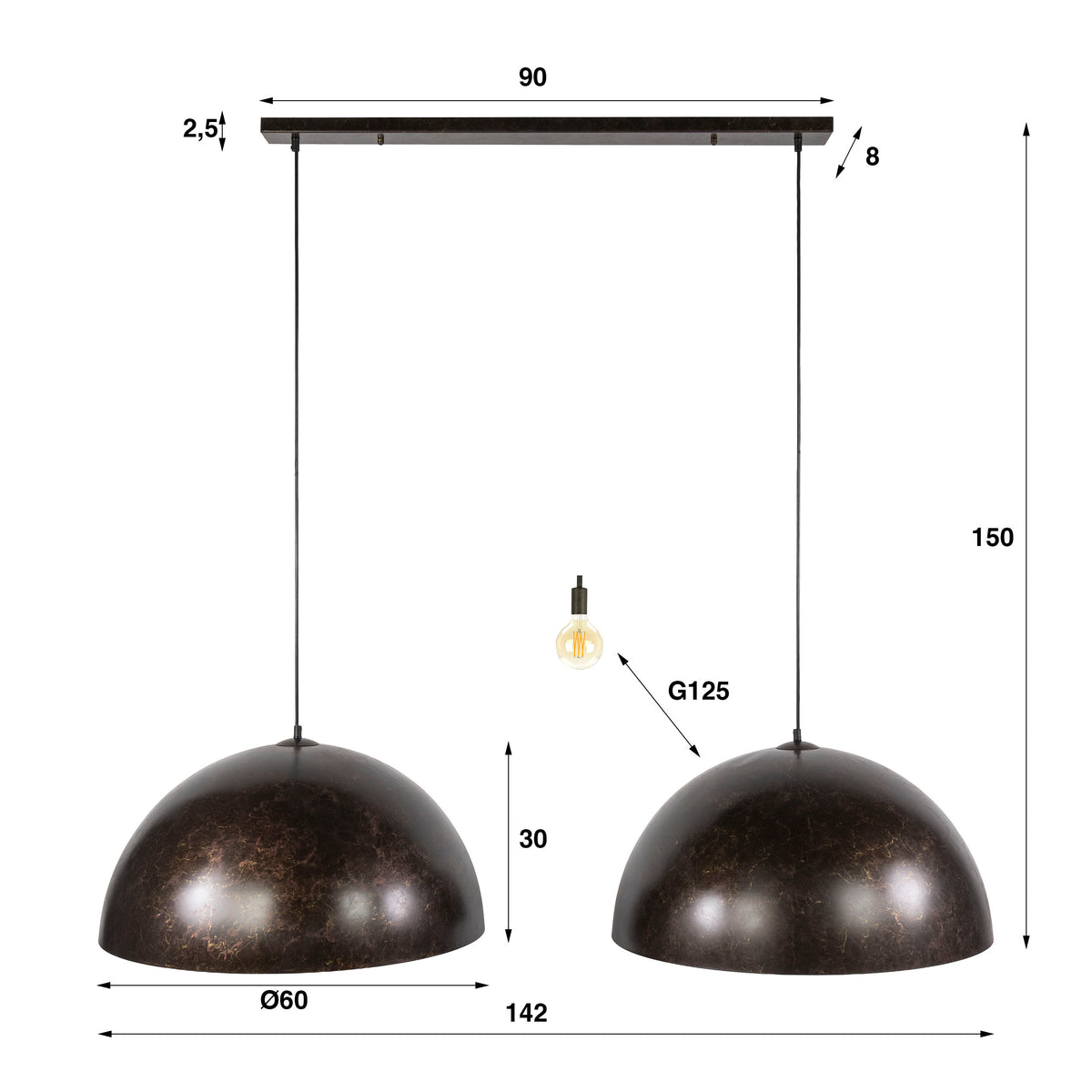 Hanglamp Dome 2L Ø60