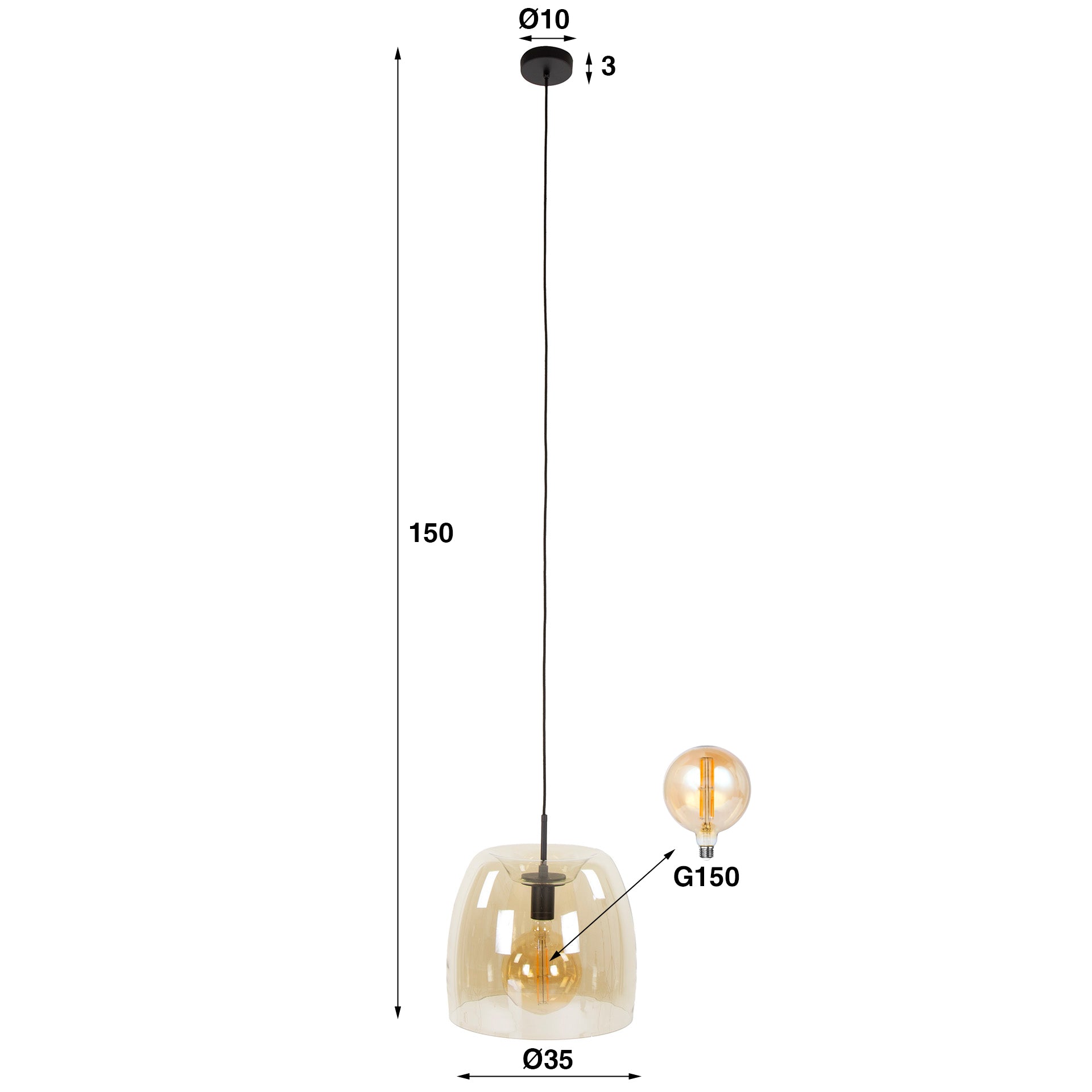 Hanglamp Drift Glass 1L