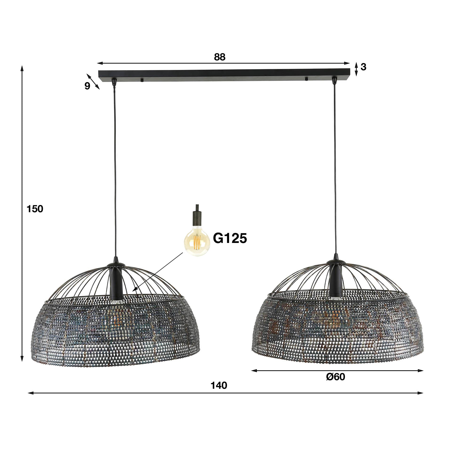 Hanglamp Armor Open 2L Ø60