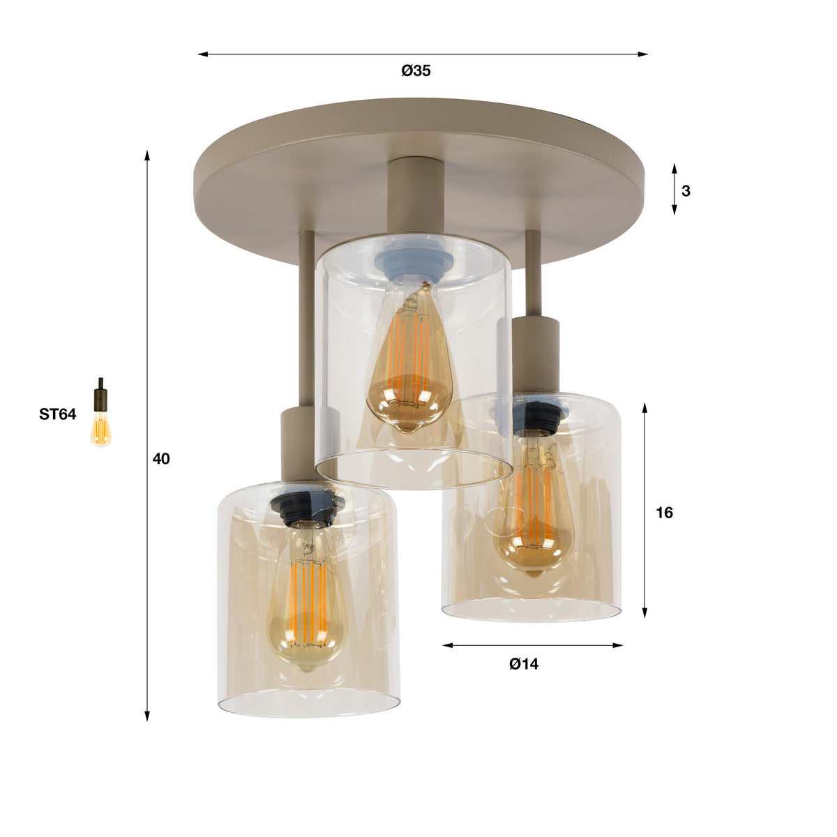 Plafondlamp Sepiora 3L - foto 6