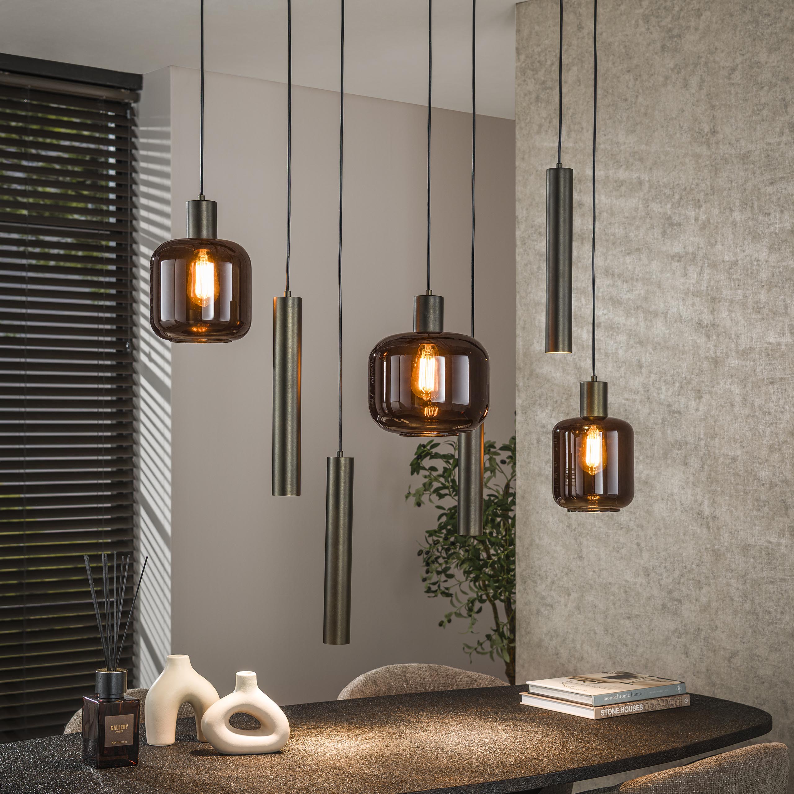 Hanglamp Bronza 4+3L