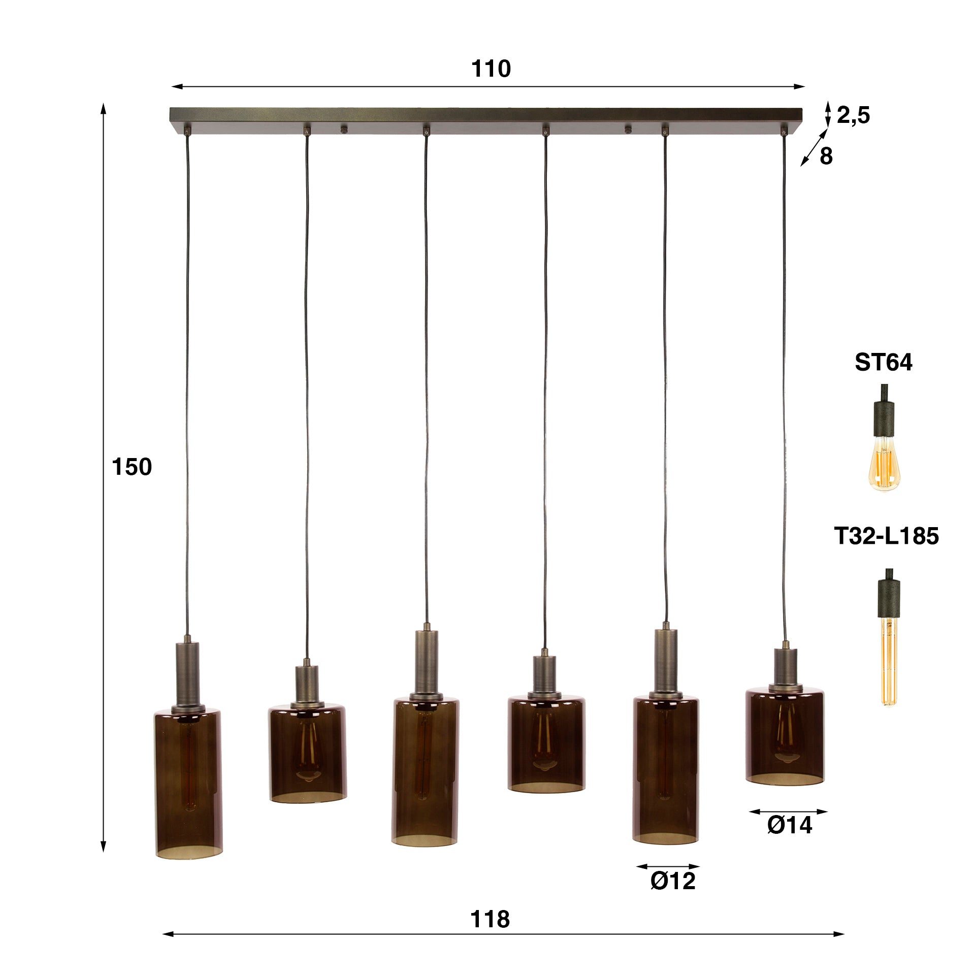Hanglamp Sepiora 6L