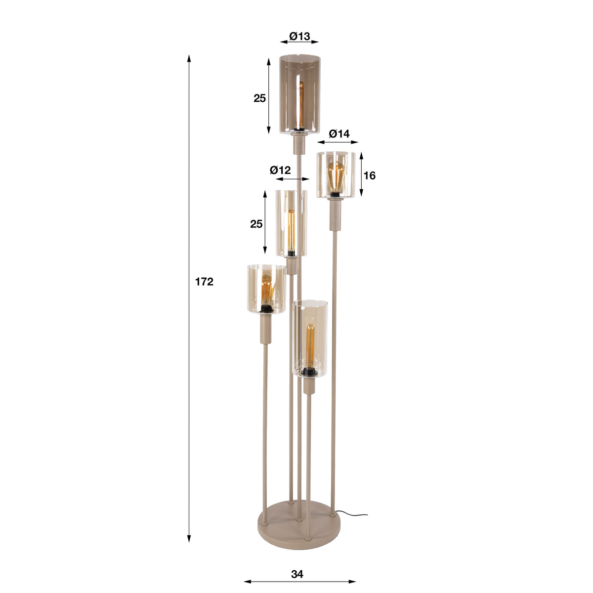 Vloerlamp Sepiora 5L