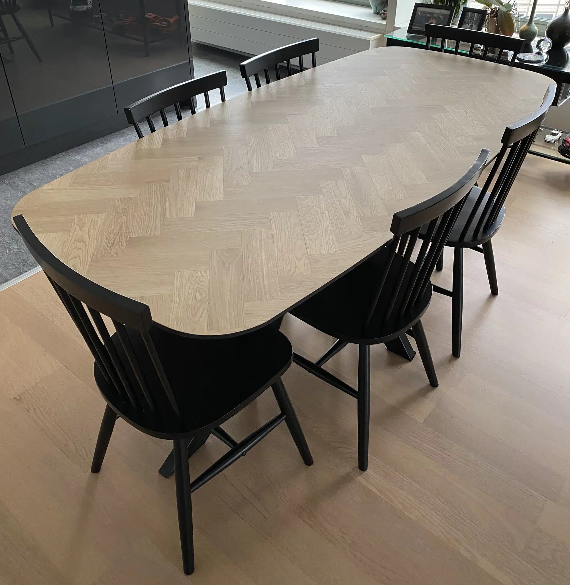 Visgraat eiken eettafel - Deens Recht - V Eiken - foto 8