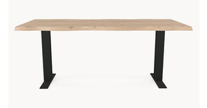 Eiken boomstamrand eettafel - T onderstel metaal — detail foto 6 | Industrial Home