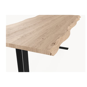 Eiken boomstamrand eettafel - T onderstel metaal — detail foto 3 | Industrial Home