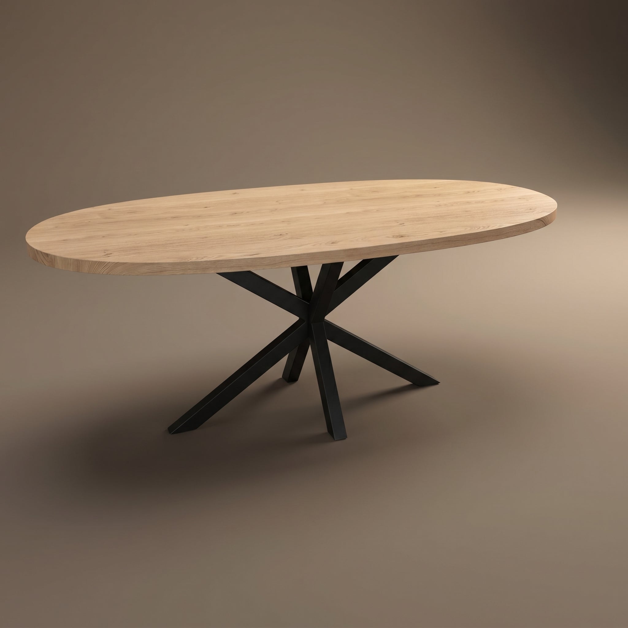 Eiken eettafel - Deens Rond - Matrix metaal | Industrial Home