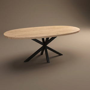 Eiken eettafel - Deens Rond - Matrix metaal | Industrial Home