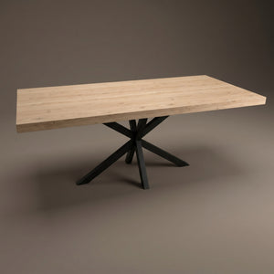 Eiken eettafel - Recht - Matrix onderstel | Industrial Home