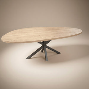 Eiken massief eettafel - Organisch - Matrix metaal | Industrial Home