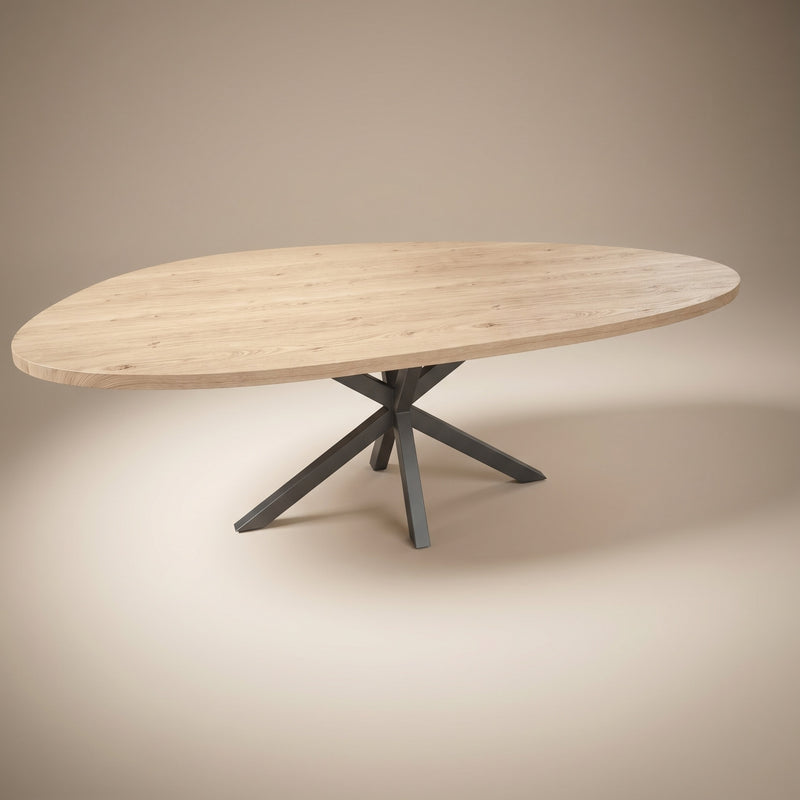 Eiken massief eettafel - Organisch - Matrix metaal | Industrial Home