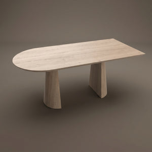 Eiken massief eettafel - Recht Rond - Half cone eiken | Industrial Home