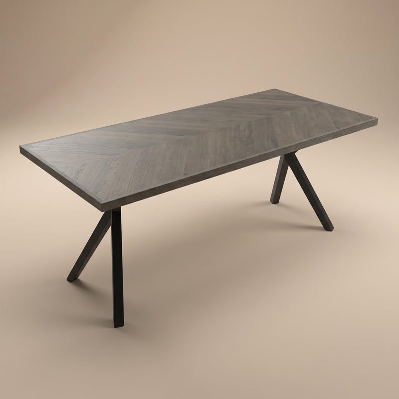 Eiken visgraat eettafel Lava Light- Recht - AX onderstel | Industrial Home