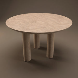 Eiken visgraat eettafel - Rond - Pole eiken - Japandi | Industrial Home