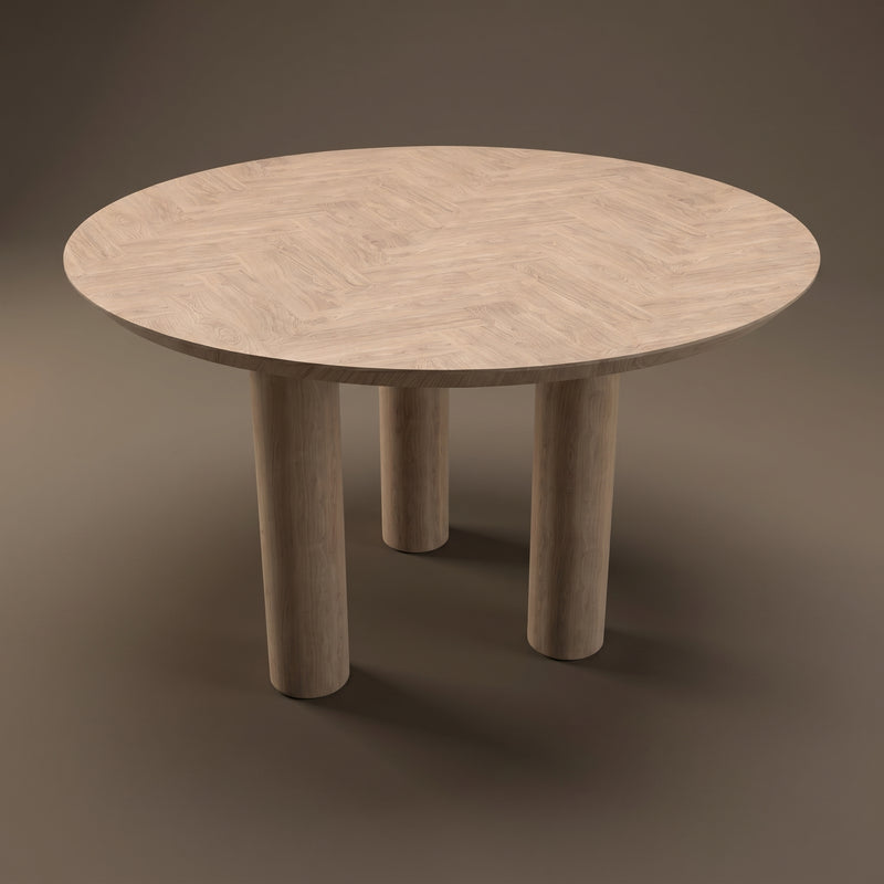 Eiken visgraat eettafel - Rond - Pole eiken - Japandi | Industrial Home