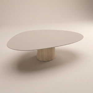Fenix Beige Arizona eettafel - Kiezel B - Cone onderstel eiken - Japandi | Industrial Home