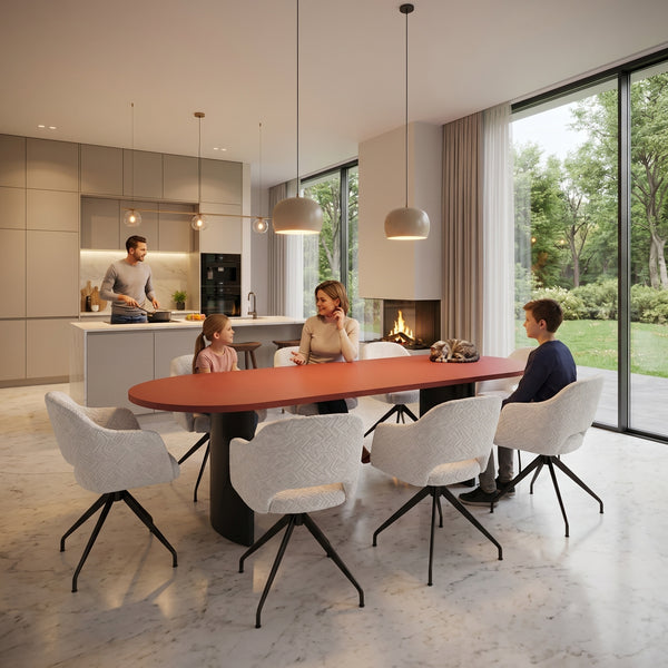 Fenix Rosso Namib Dining Table - Straight Round - Double Moon - Japandi