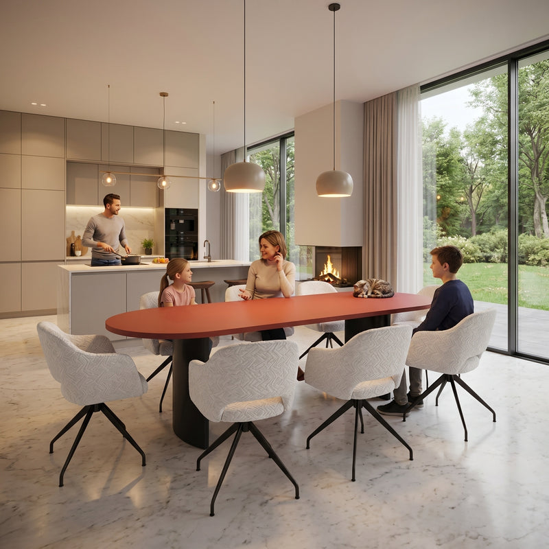 Fenix Rosso Namib eettafel - Recht Rond - Double Moon - Japandi | Industrial Home
