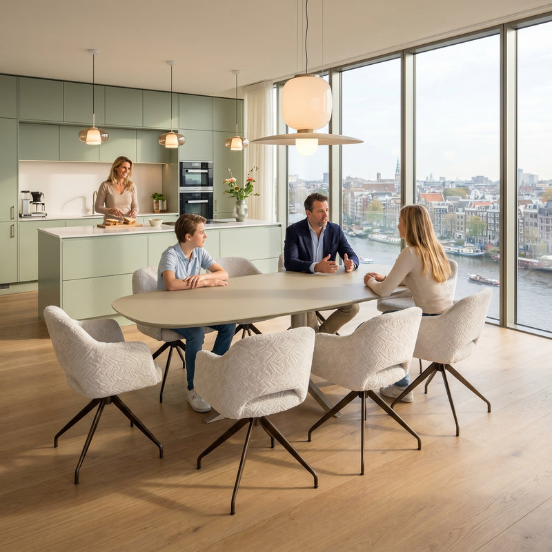 HPL eettafel Lichen Green - Deens Ovaal Recht - Qu