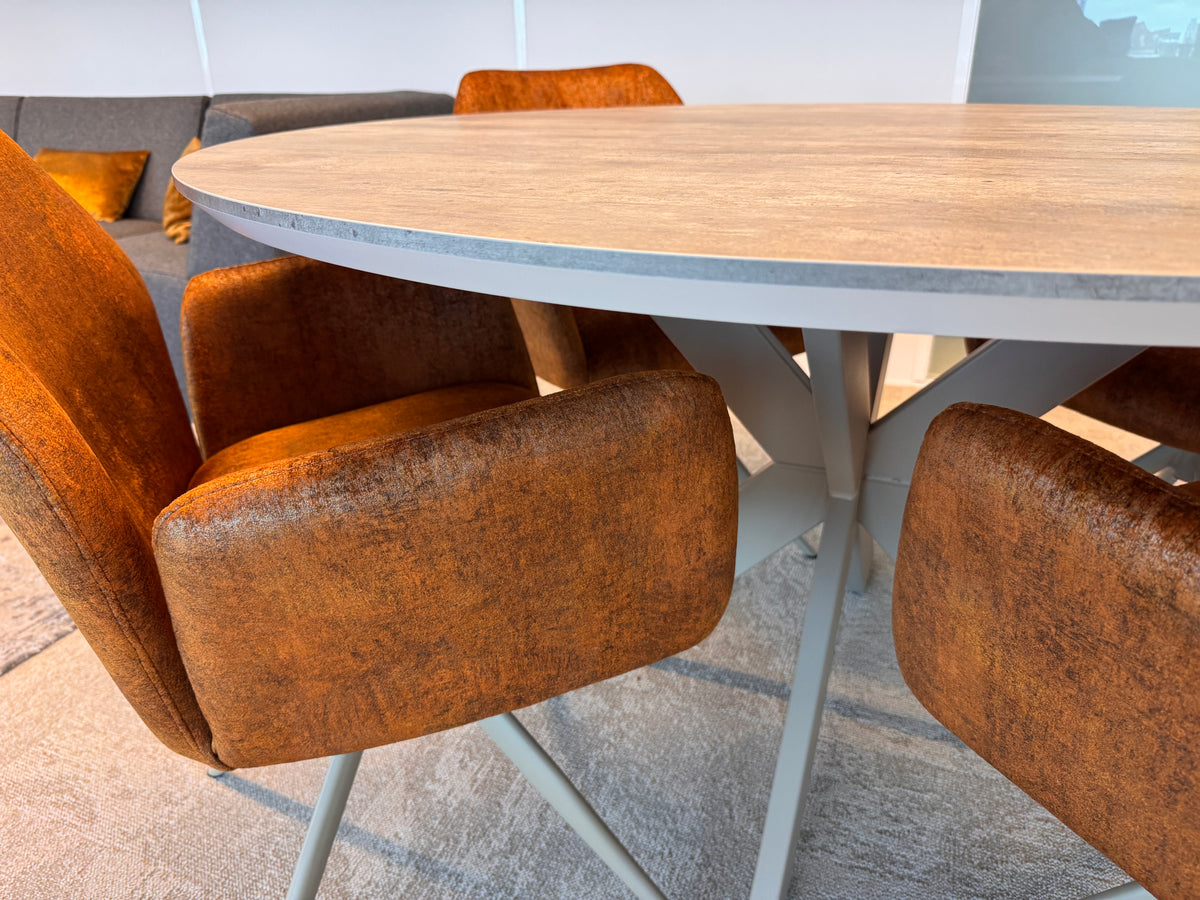 HPL dining table Frozen Blue - Round - Sol D10 metal