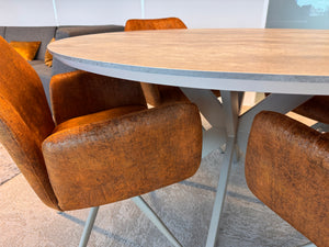 HPL dining table Frozen Blue - Round - Sol D10 metal