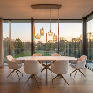 Hanglamp Serene 4+3L - Beige - Amberglas - Met Spots - foto 5