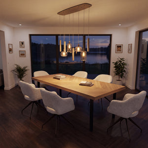 Hanglamp Serene 4+3L - Beige - Amberglas - Met Spots - foto 10