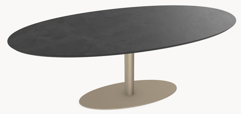 Melamine eettafel Dark Concrete - Ovaal - Sol onderstel - Industrial Home