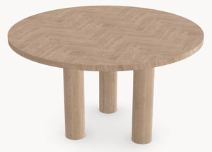 Eiken visgraat eettafel - Rond - Pole eiken - Japandi - Industrial Home