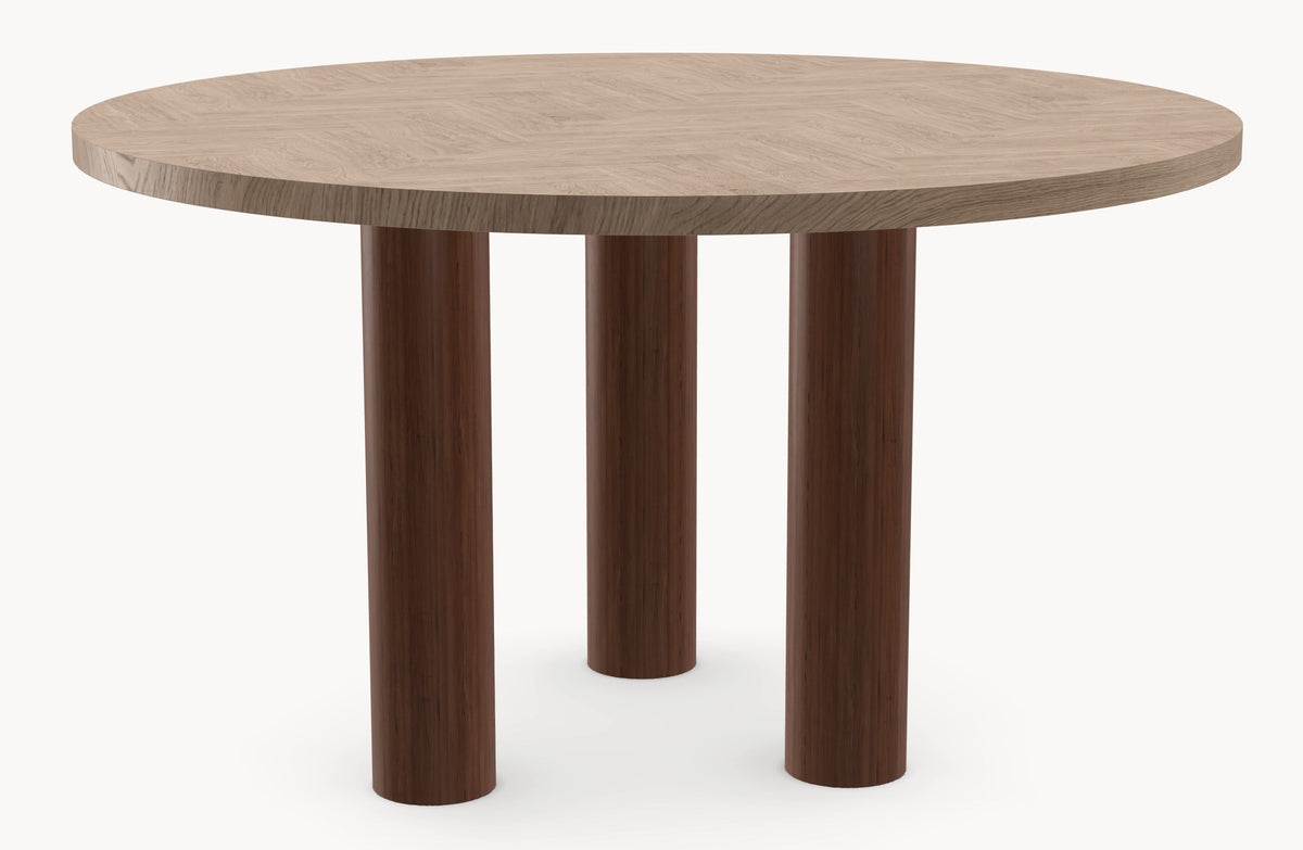 Eiken visgraat eettafel - Rond - Pole eiken - Japandi sfeerbeeld 4 - Industrial Home