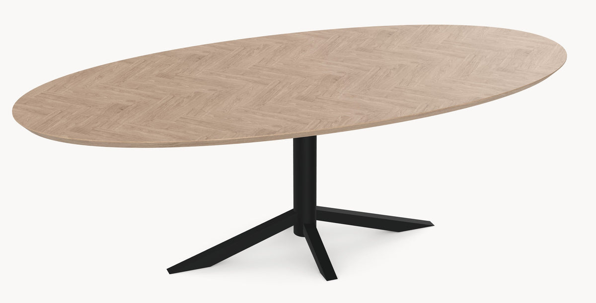 Eiken visgraat eetafel - Ovaal - Quattro - Industrial Home