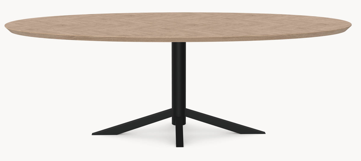 Eiken visgraat eetafel - Ovaal - Quattro sfeerbeeld 2 - Industrial Home