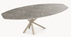 HPL eetafel Sienna Gray Marble- Half Ovaal - Comet - Industrial Home