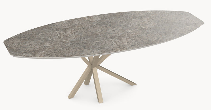 HPL eetafel Sienna Gray Marble- Half Ovaal - Comet - Industrial Home