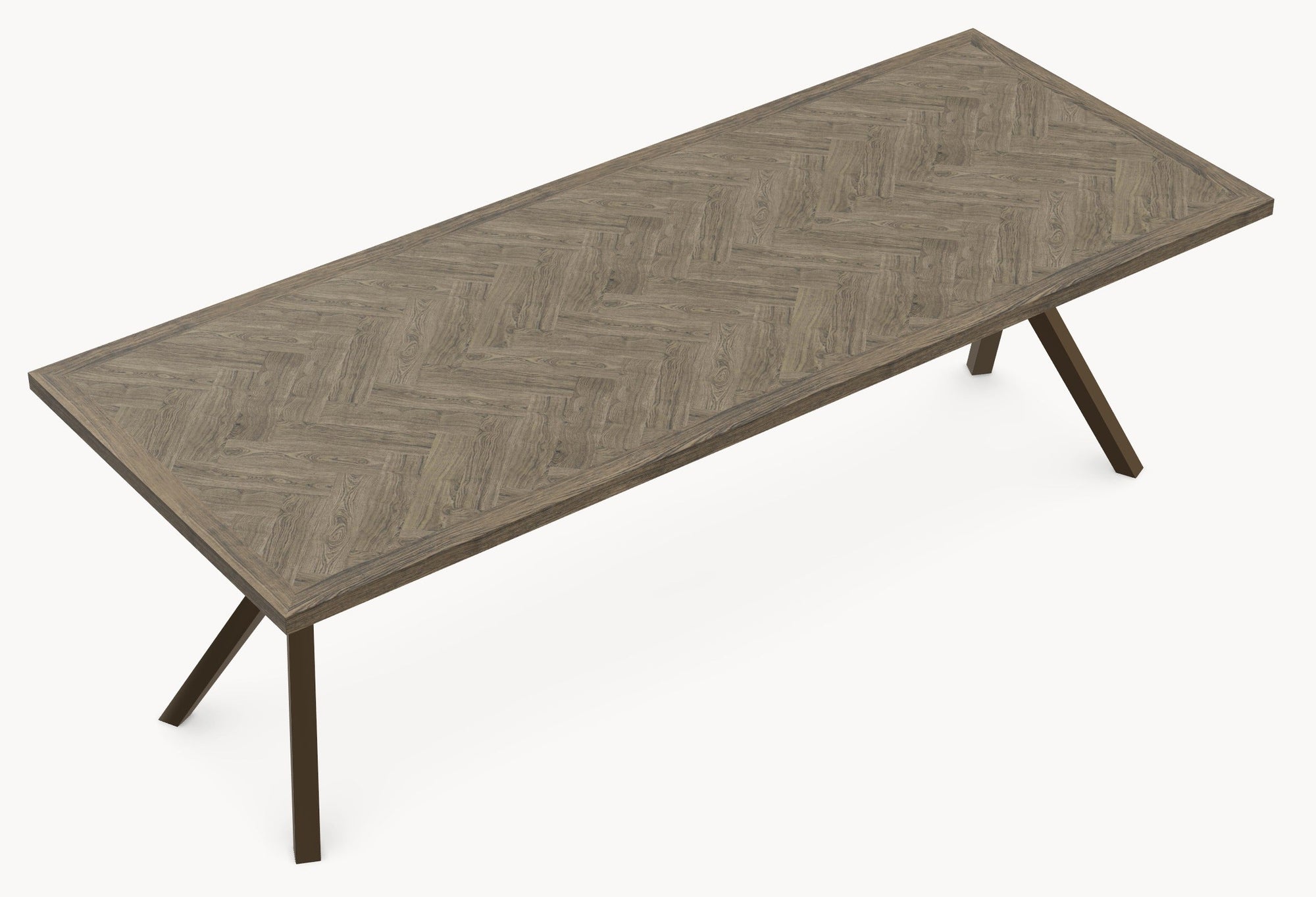 Eiken visgraat eetafel Lava Light- Recht - AX onderstel - Industrial Home