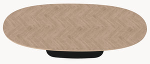 Eiken visgraat tafel - Deens Rond - V onderstel sfeerbeeld 7 - Industrial Home