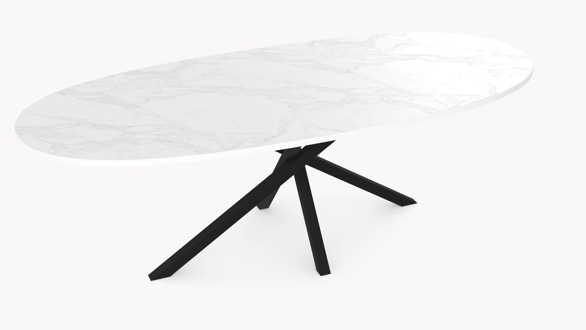 HPL eettafel White Marble - Ovaal - Matrix Twist - Industrial Home