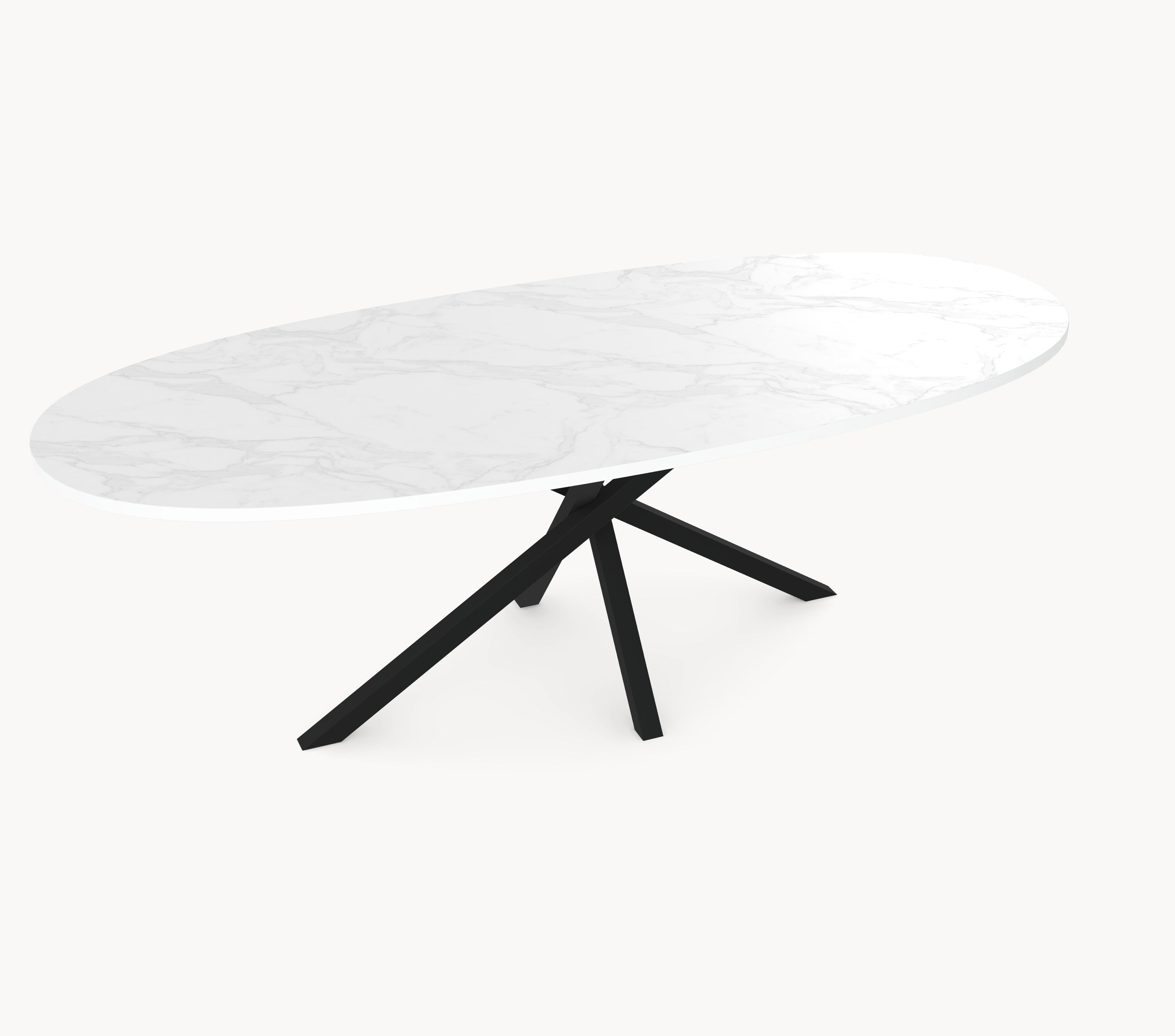 HPL eettafel White Marble - Ovaal - Matrix Twist - Industrial Home
